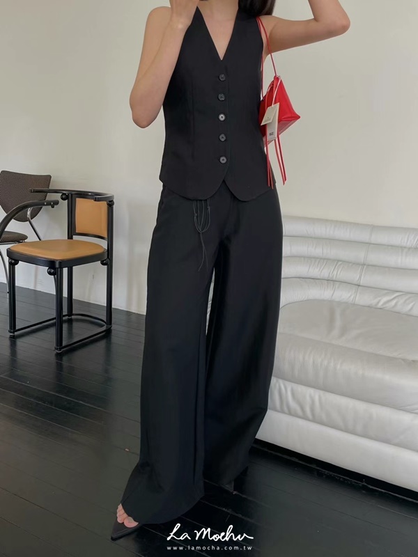 垂墜感棉麻西裝長褲